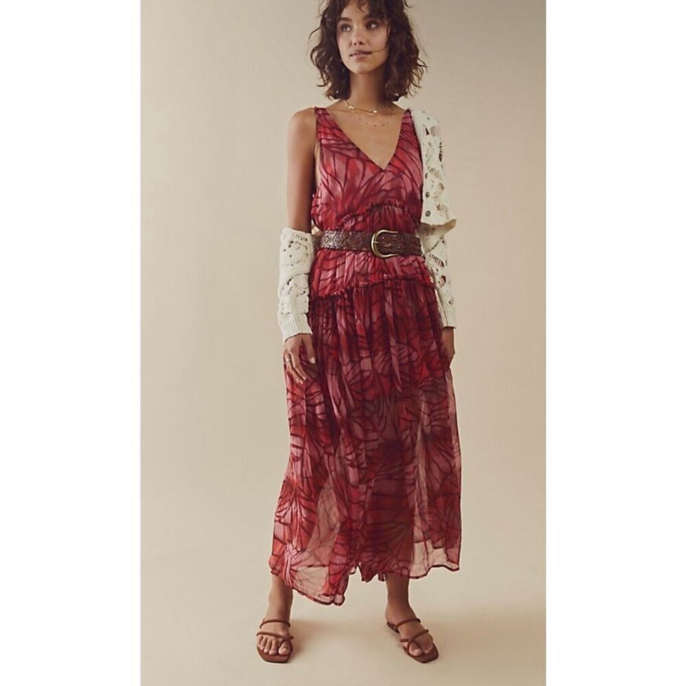 Free People Julianna Maxi Dress Red Small S NEW
